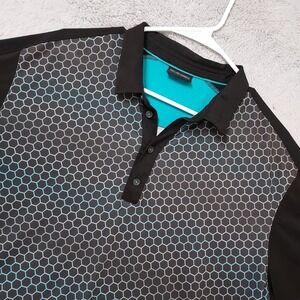 Galvin Green Polo Shirt Men XL Turnberry Scotland Golf Honeycomb Geometric Black